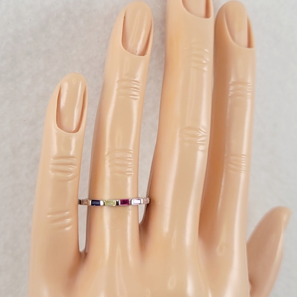 Sterling Silver Rainbow Eternity Band - Picture 9 of 10